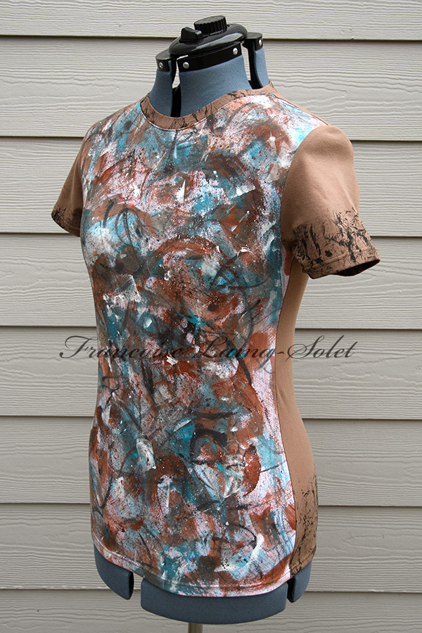 Women's Wearable Art Hand Painted Light Brown, Black and Turquoise ...