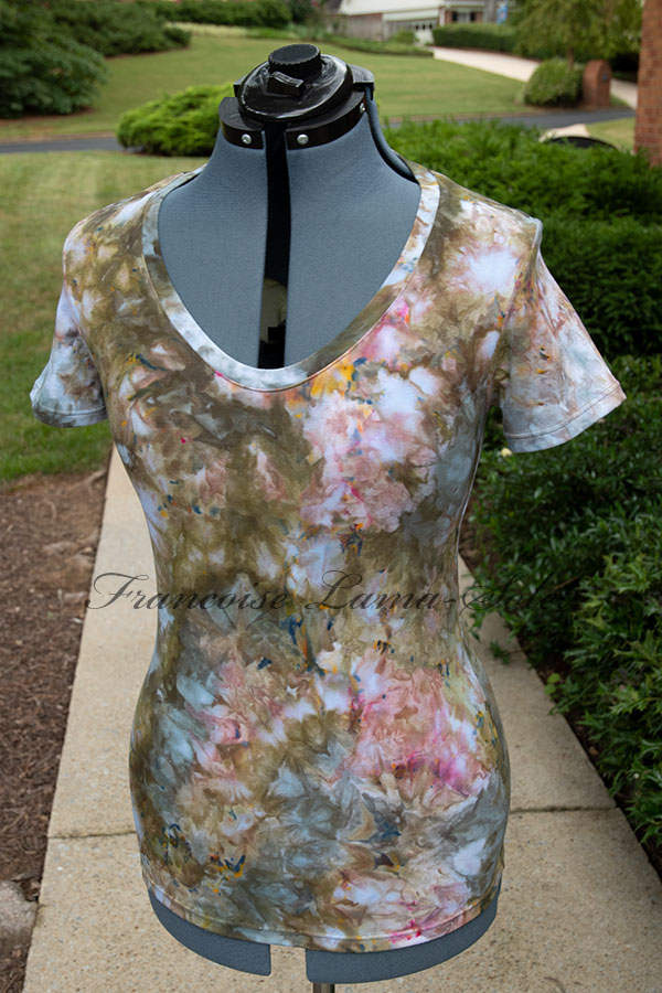 Wearable Art Olive Green and Pink Hand Dyed Tie Dye Short Sleeve T ...