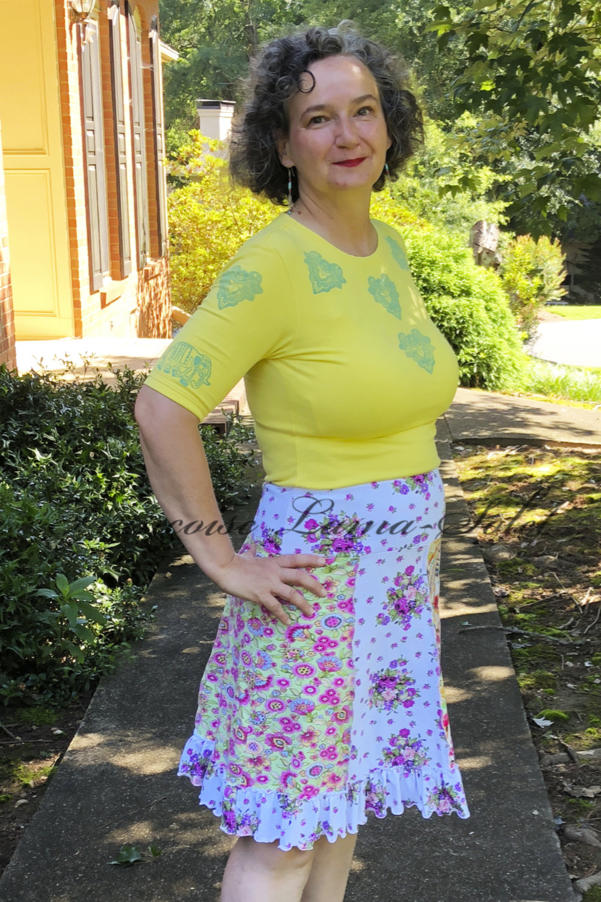 Womens ruffled boho jersey skirt patchwork floral clothes - Summer Fun