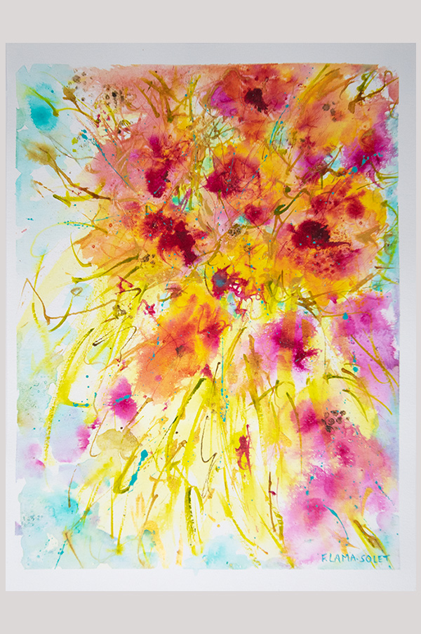 Original contemporary impressionist floral painting hand painted with acrylics on watercolor paper - Enchantment