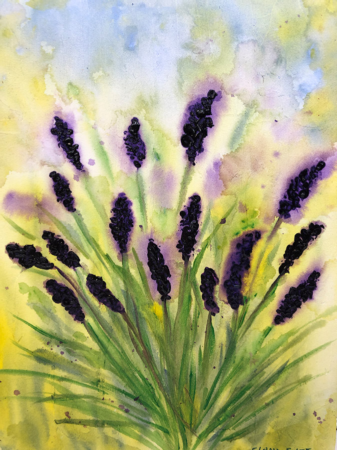 Original Abstract Painting of Lavender Flowers - Lavender Field